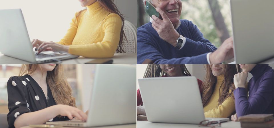 collage of wine tasters on their computer