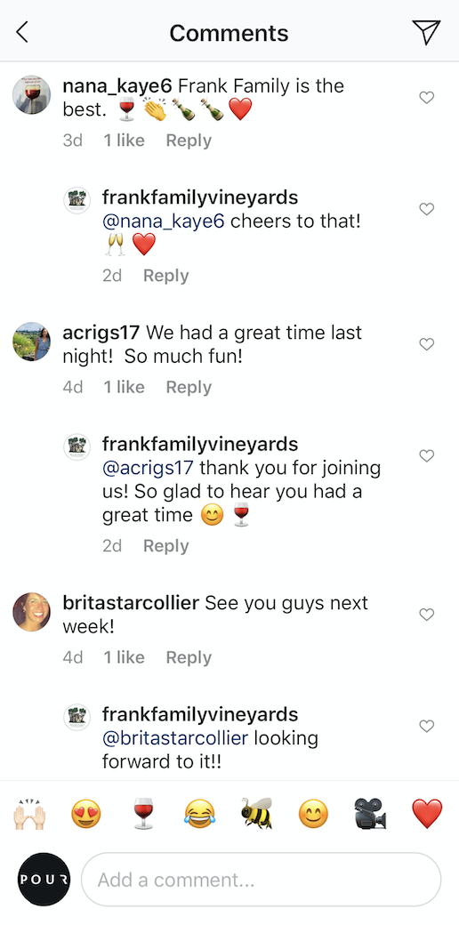 winery marketing social media screenshot